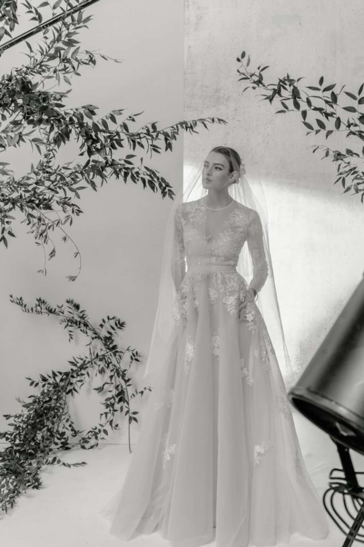 Elie Saab mermaid silhouette with hand-embroidered floral appliqué